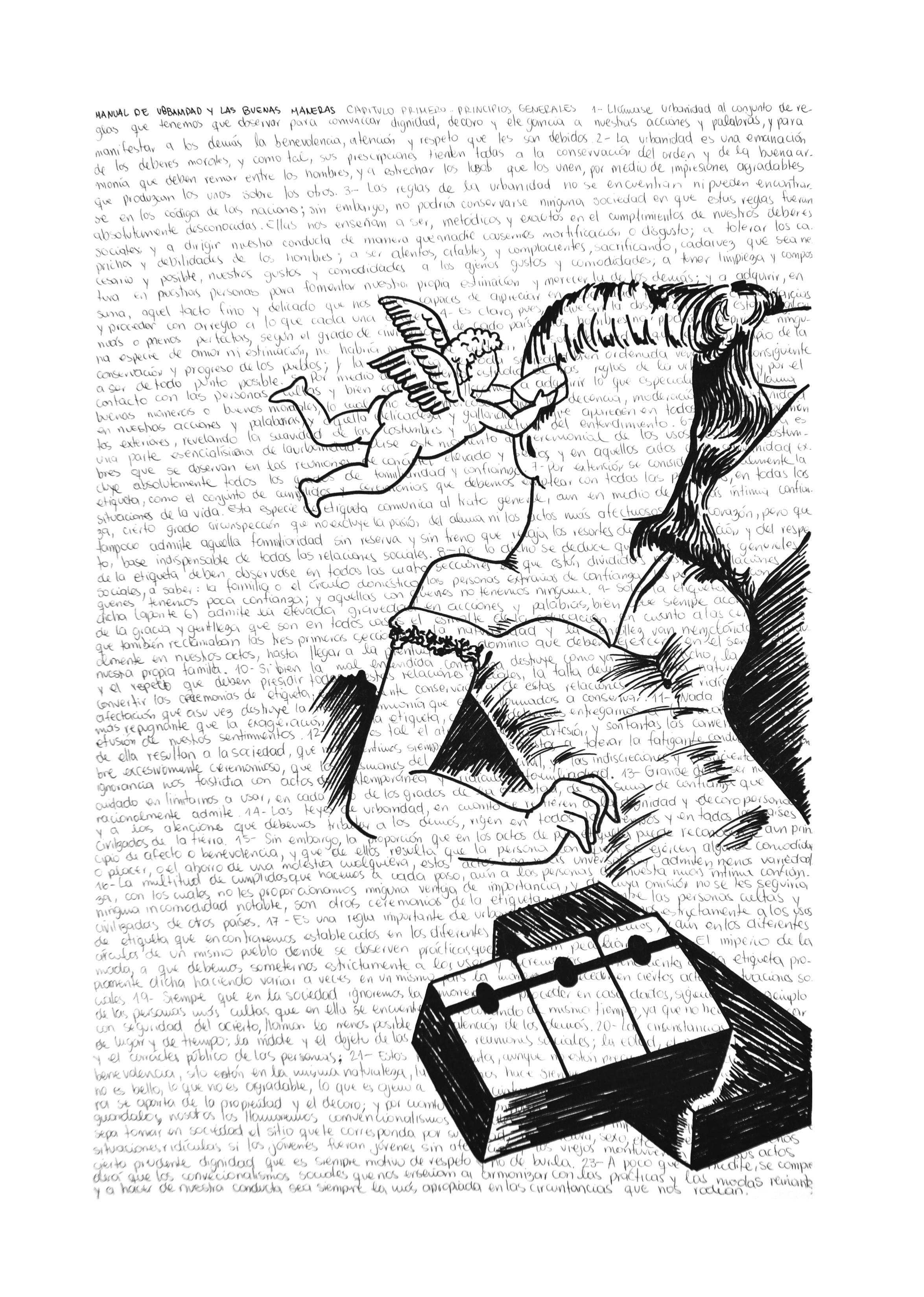 Illustration of a woman with text